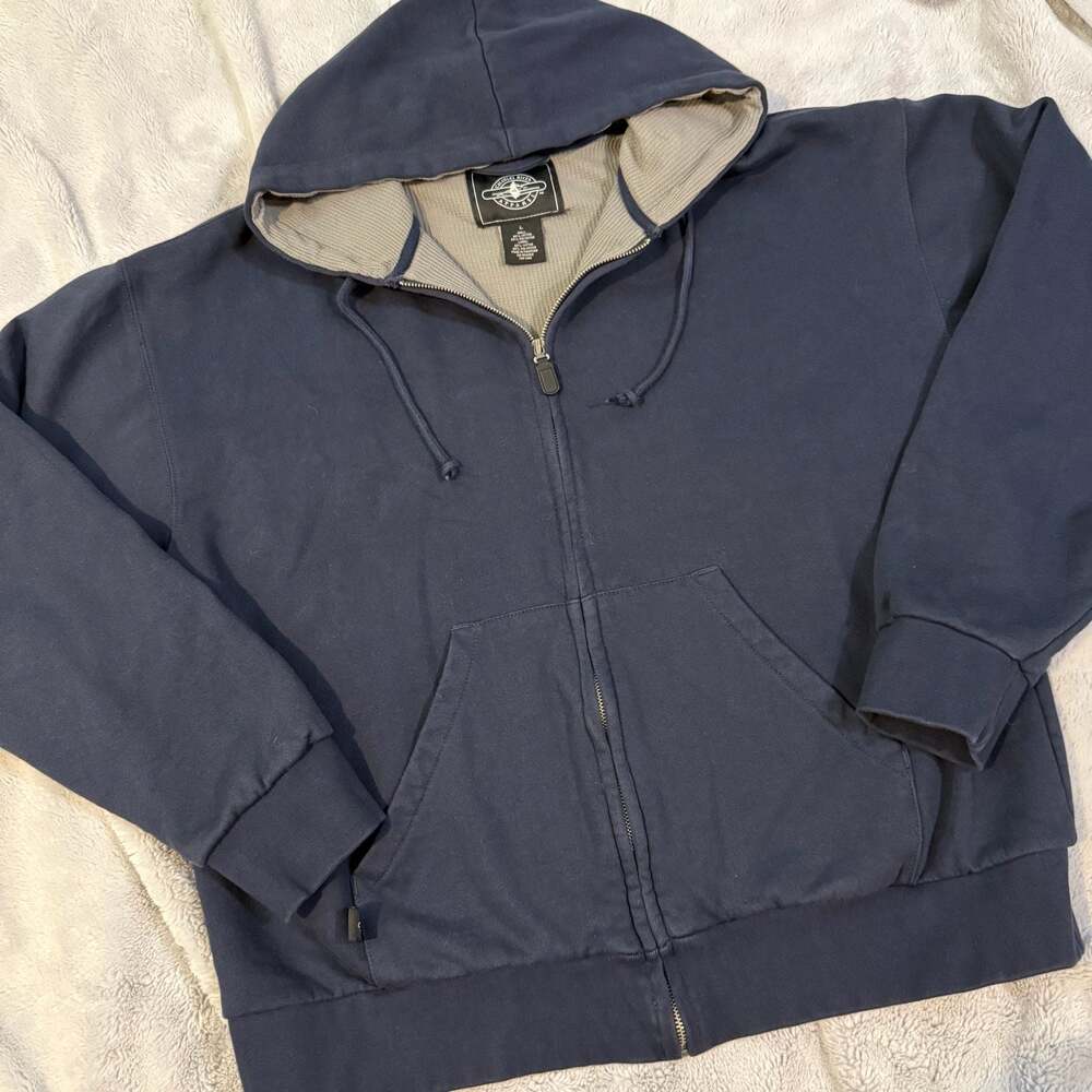 Charles River Apparel Men's Navy Blue Thermal Lined Heavy Full Zip Hoodie